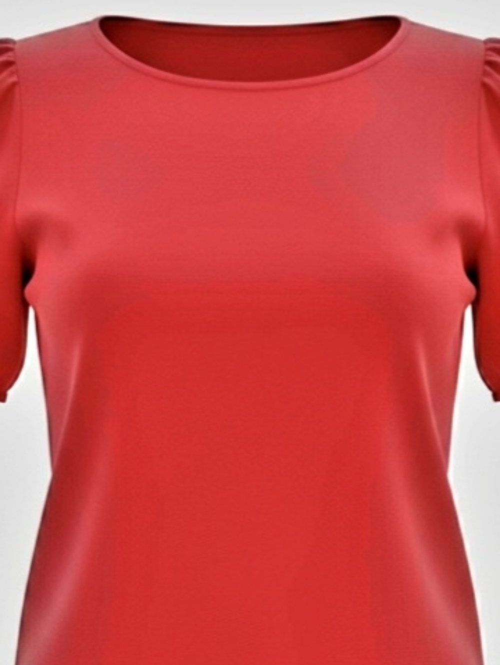 Talbots Bright Red Puff-Sleeve Crewneck Top
